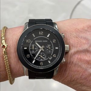 Black & silver MK watch